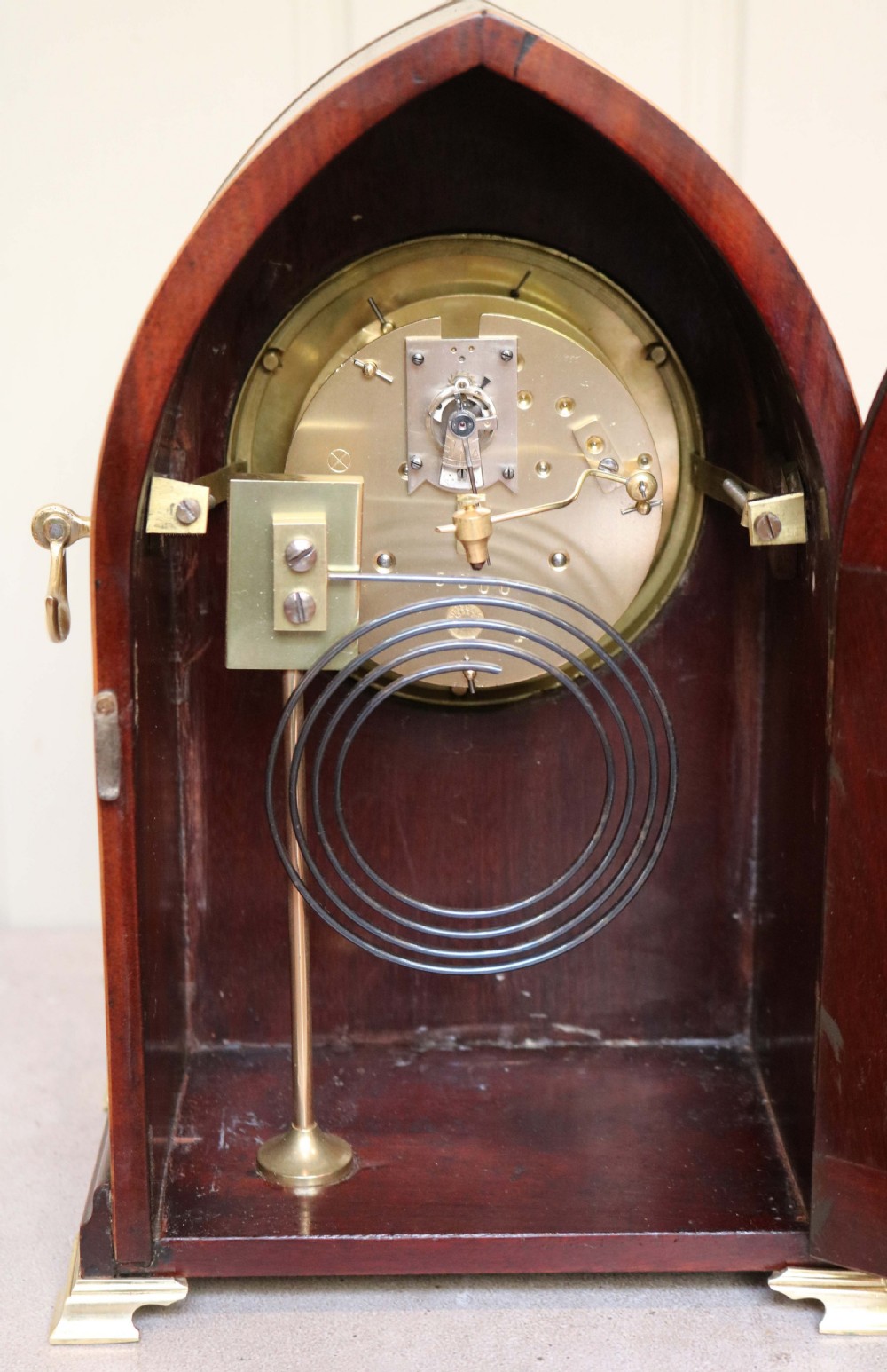 Mahogany Lancet Top Striking Mantel Clock View VIII