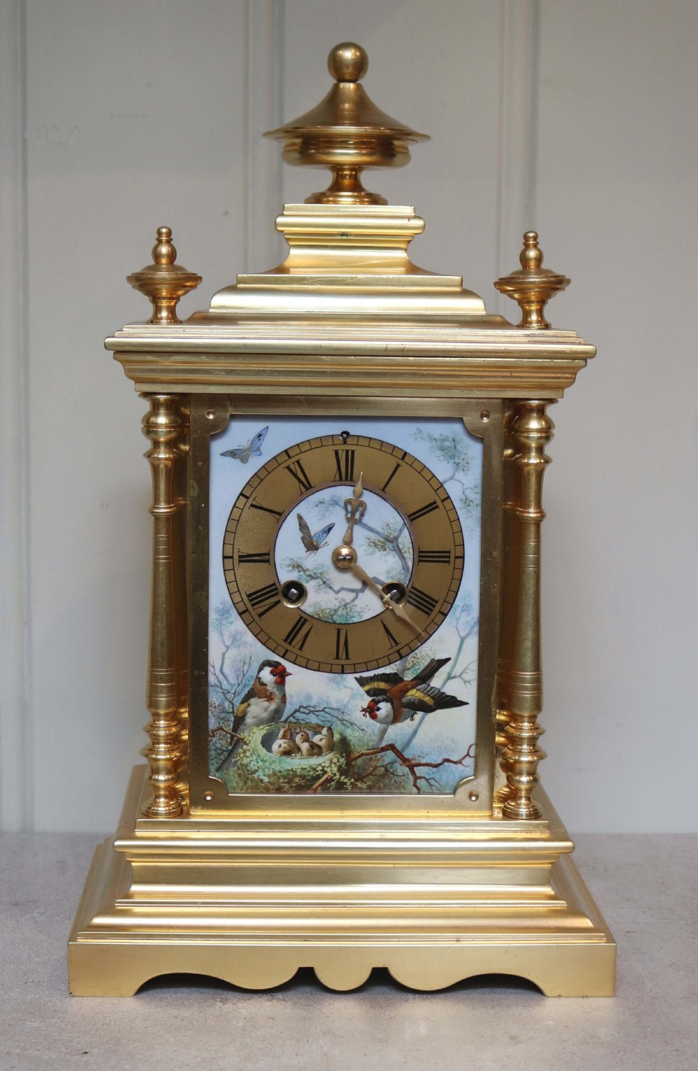 Victorian Gilt and Porcelain Panel Mantel Clock