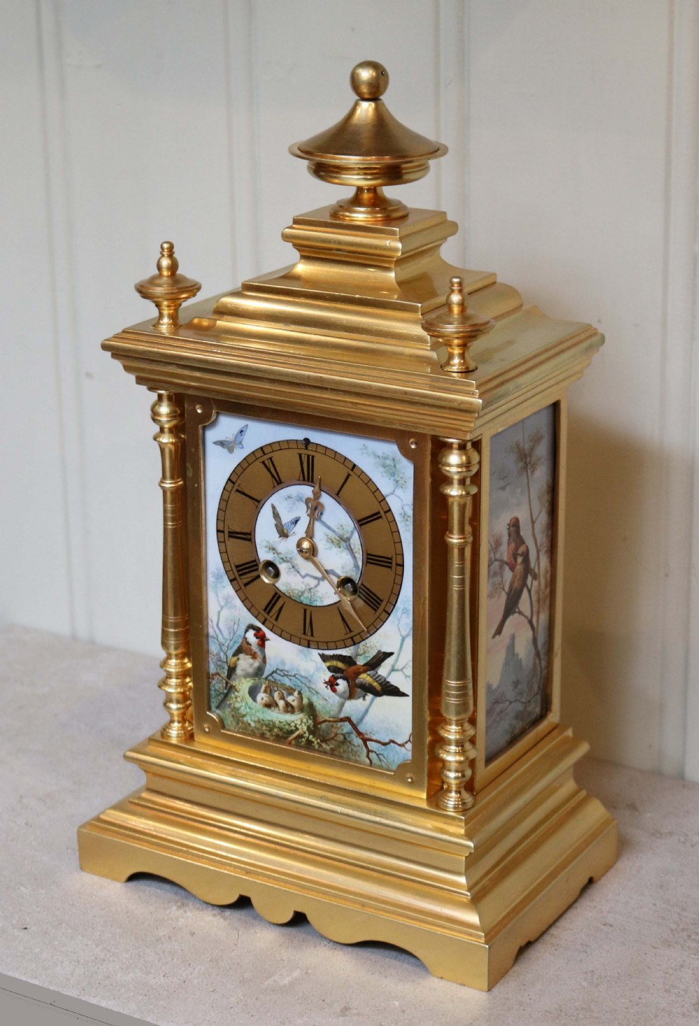 Victorian Gilt and Porcelain Panel Mantel Clock View III