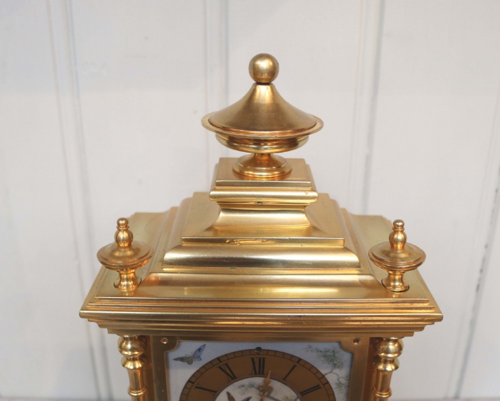Victorian Gilt and Porcelain Panel Mantel Clock View V