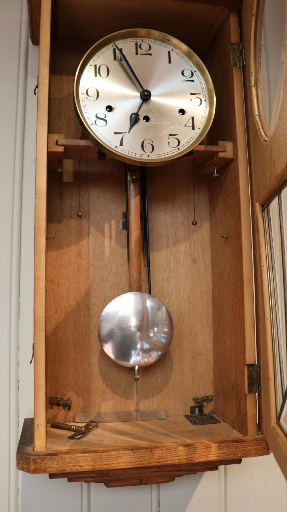 Art Deco Oak Westminster Chime Wall Clock (Germany, c. 1925) View V
