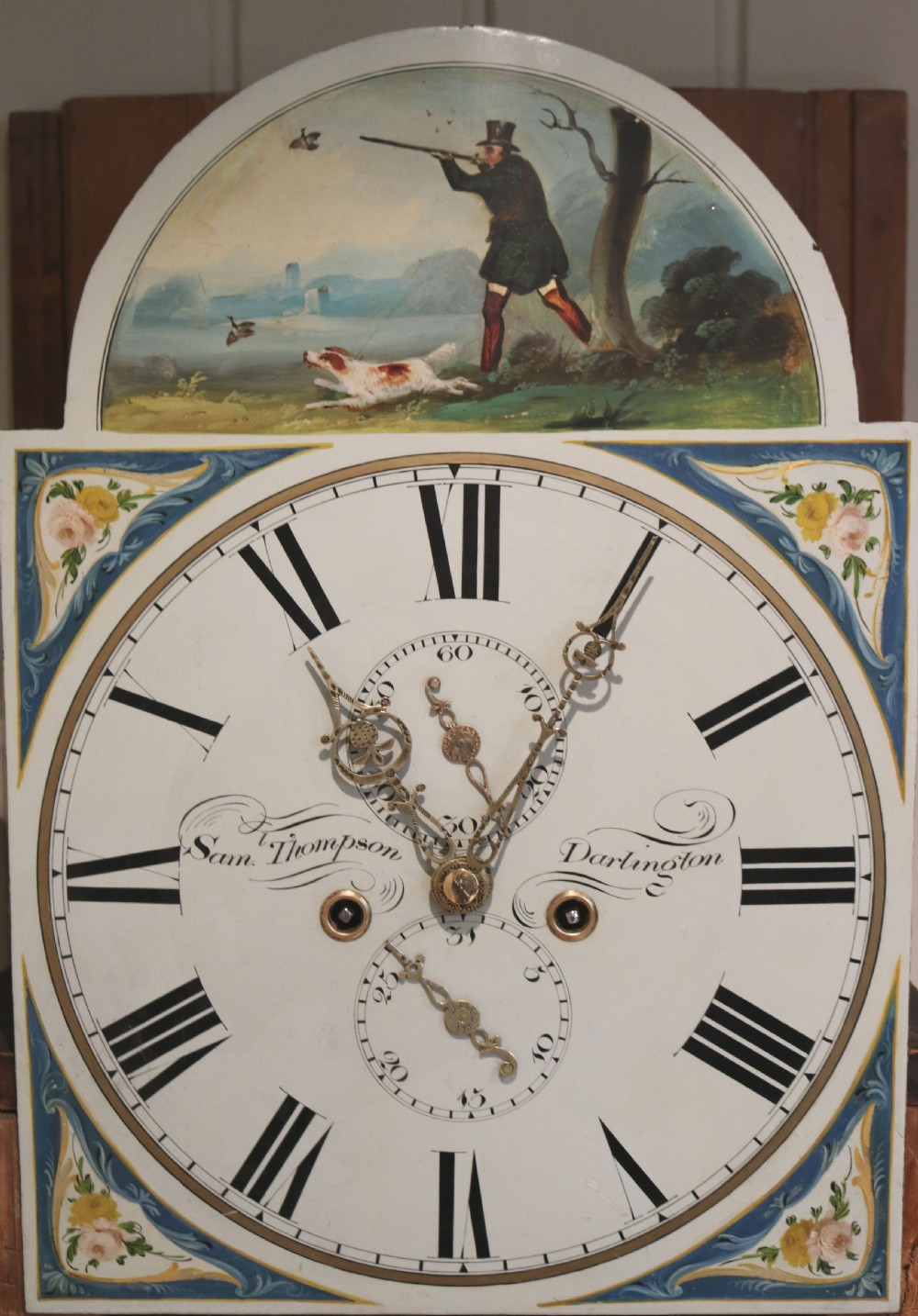 Pine Hunting Scene Longcase Clock (England, 1824 to 1834) View V