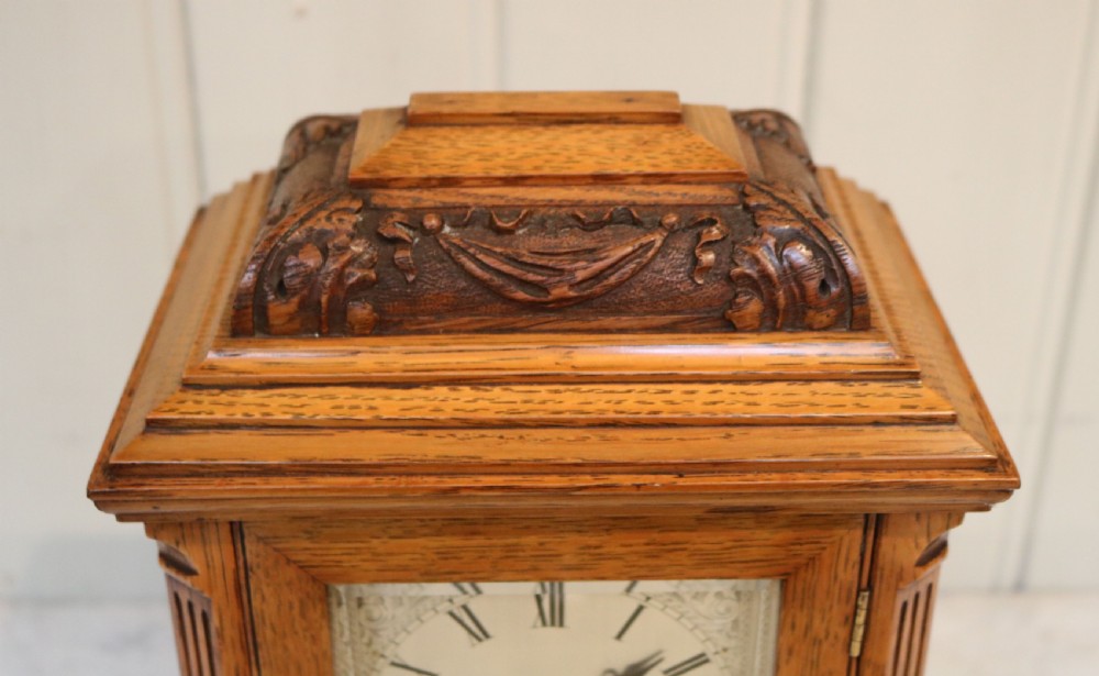 Small Edwardian Oak Bracket Clock (England and France, c. 1905) View IV