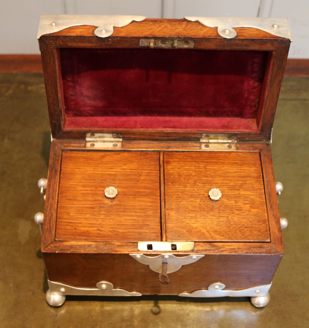 Arts and Crafts Oak Tea Caddy (England, c. 1900) View IV