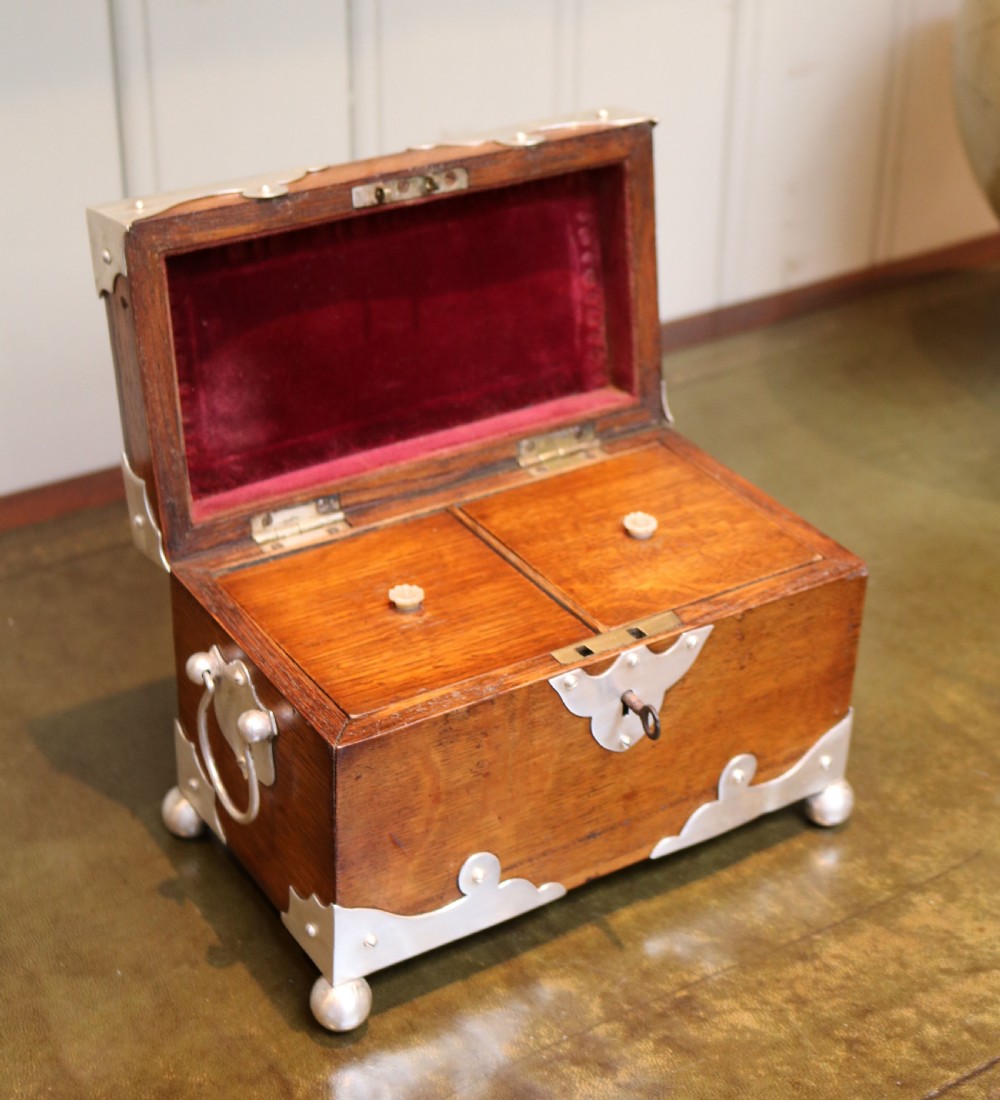 Arts and Crafts Oak Tea Caddy (England, c. 1900) View XIII
