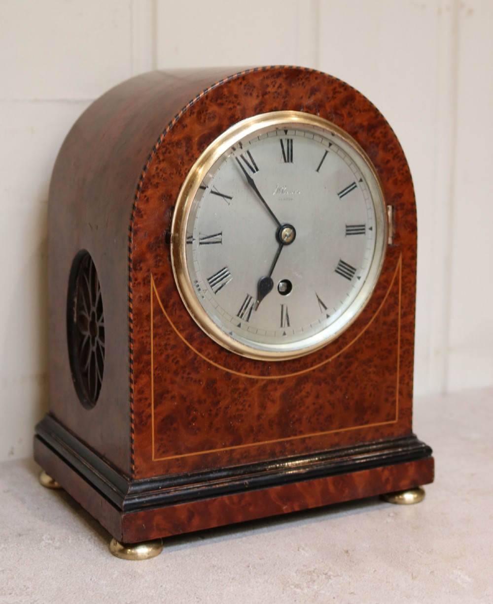 Bird's Eye Maple Mantel Clock (England, 1910 to 1920)