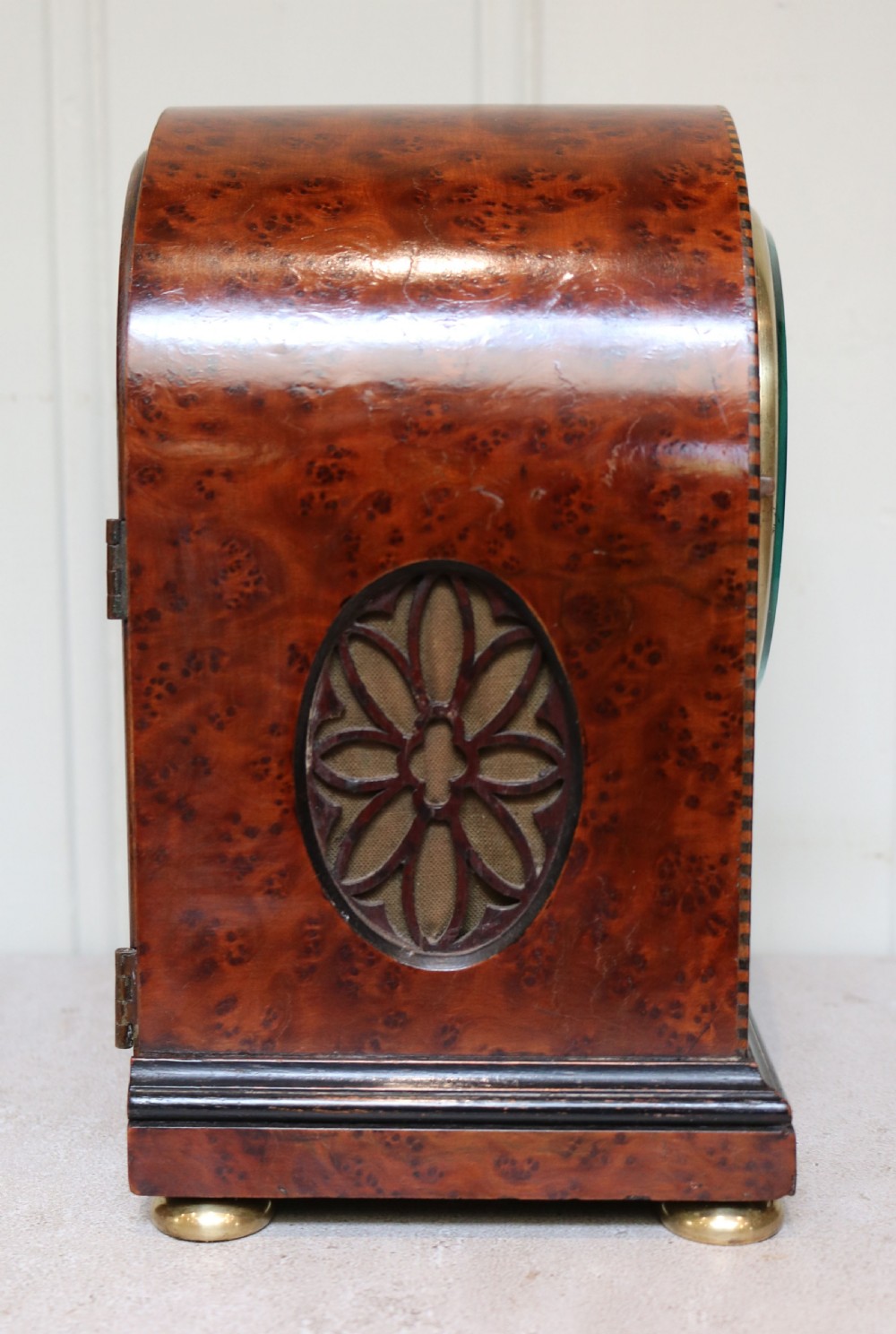 Bird's Eye Maple Mantel Clock (England, 1910 to 1920) View VIII