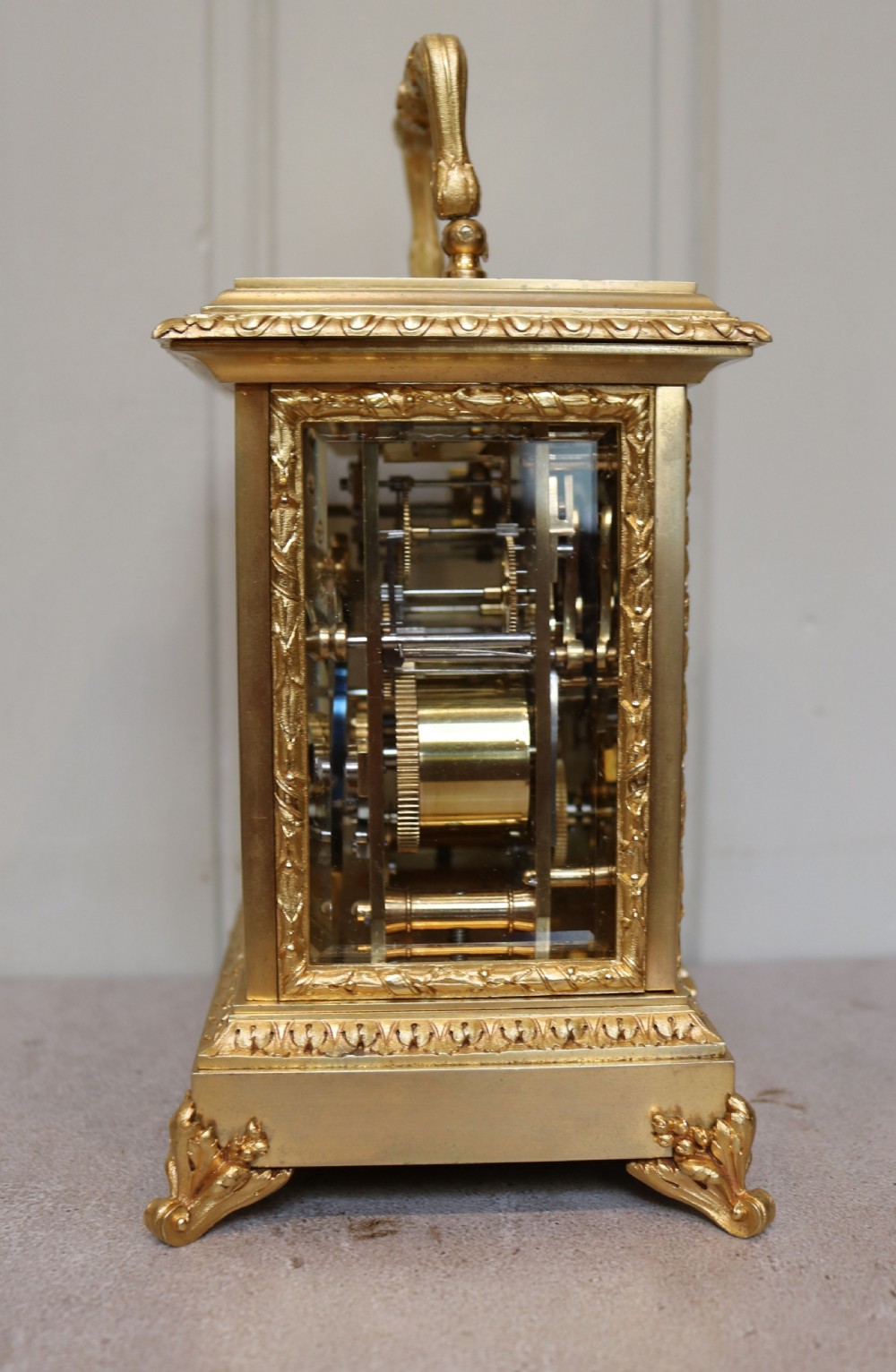 Large French Gilt Ormolu Carriage Clock In Case (France, c. 1875) View VI