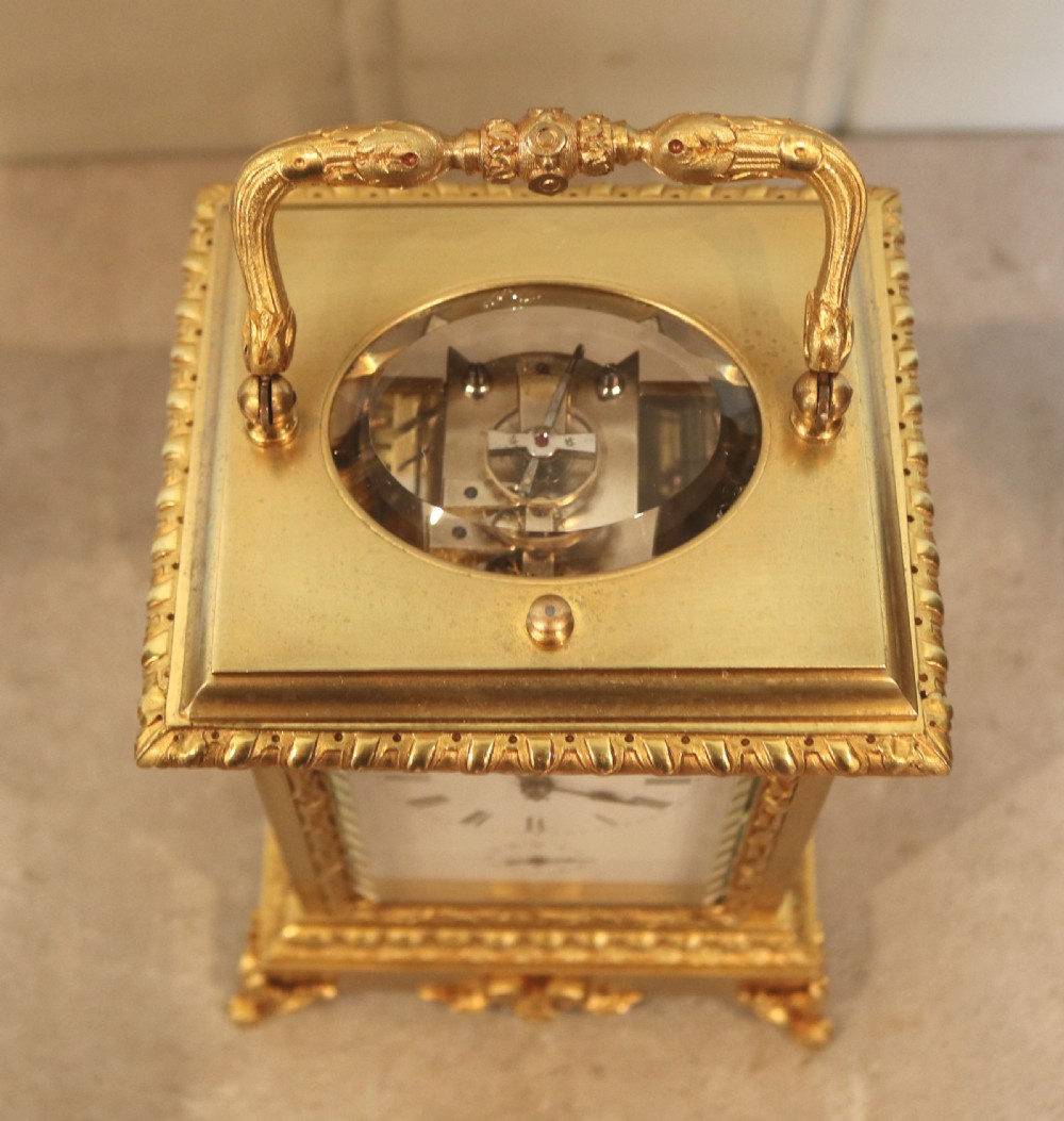 Large French Gilt Ormolu Carriage Clock In Case (France, c. 1875) View VII