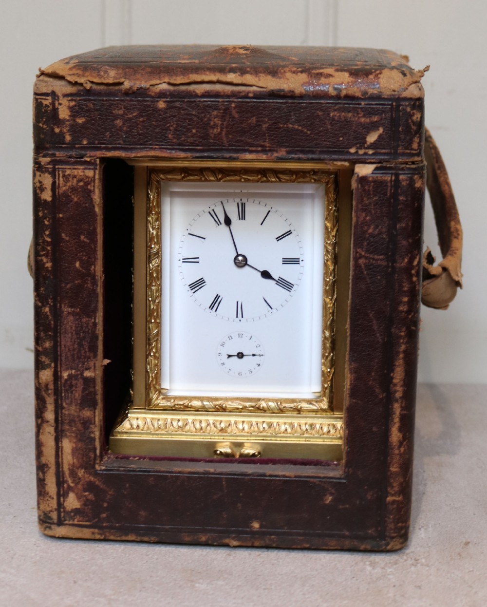 Large French Gilt Ormolu Carriage Clock In Case (France, c. 1875) View IX