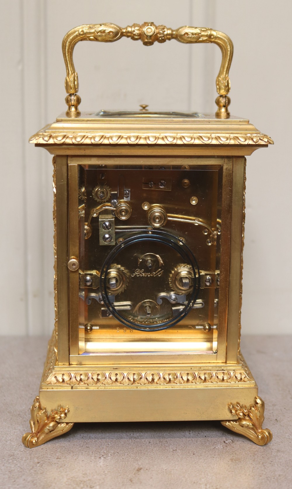 Large French Gilt Ormolu Carriage Clock In Case (France, c. 1875) View XII