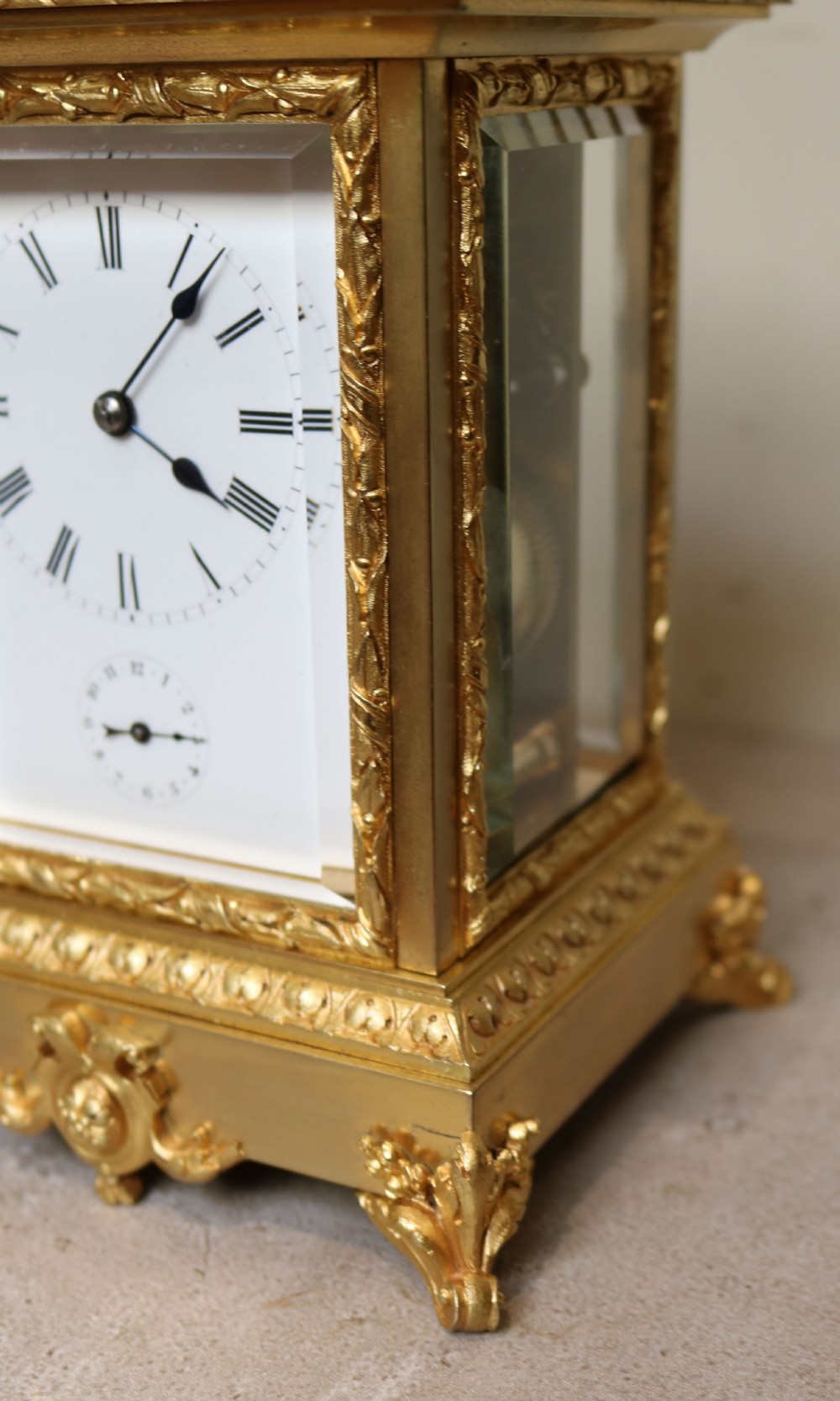 Large French Gilt Ormolu Carriage Clock In Case (France, c. 1875) View XIV