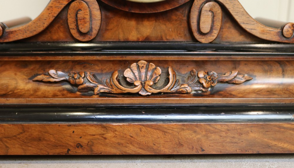 Victorian Walnut Drumhead Mantel Clock (France, c. 1860) View III