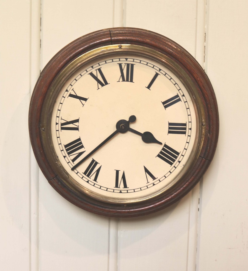 Solid Oak School Wall Clock (United Kingdom, c. 1910)