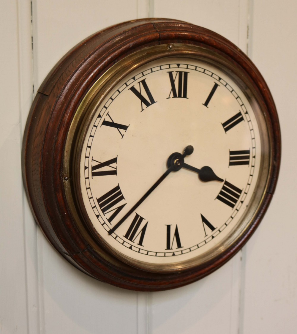 Solid Oak School Wall Clock (United Kingdom, c. 1910) View II