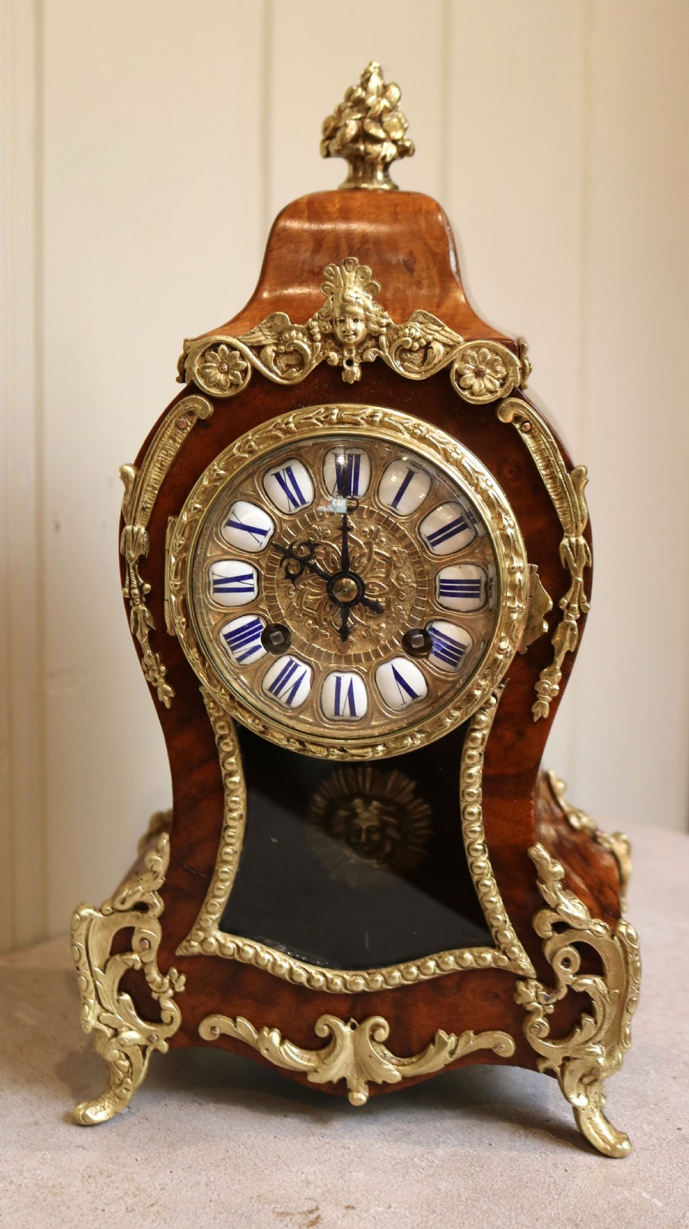 French Walnut And Brass Mantel Clock (France, c. 1880) View IV