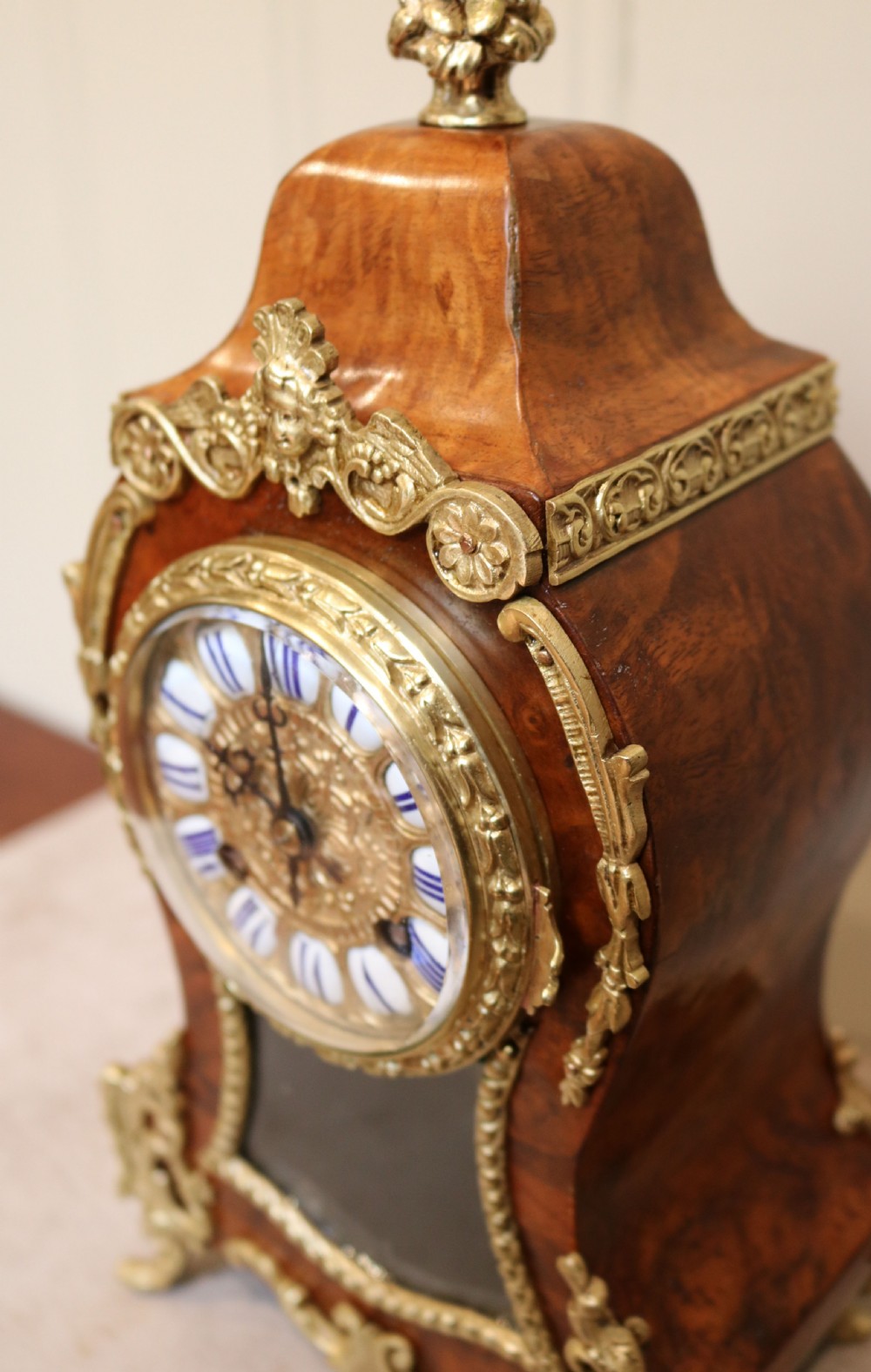 French Walnut And Brass Mantel Clock (France, c. 1880) View V