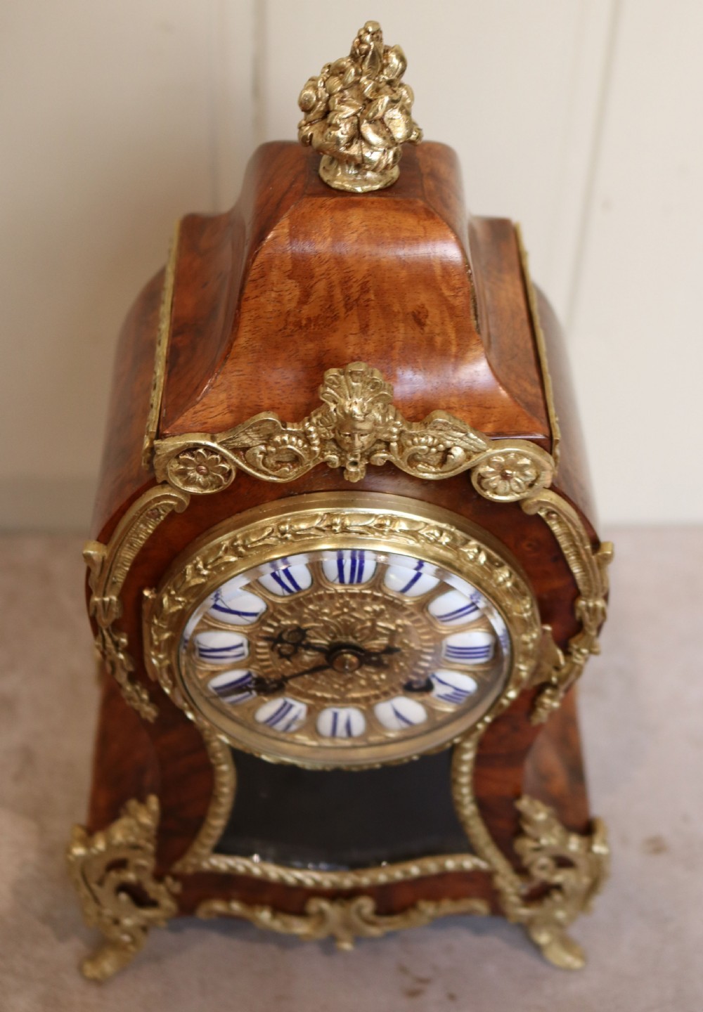 French Walnut And Brass Mantel Clock (France, c. 1880) View IX