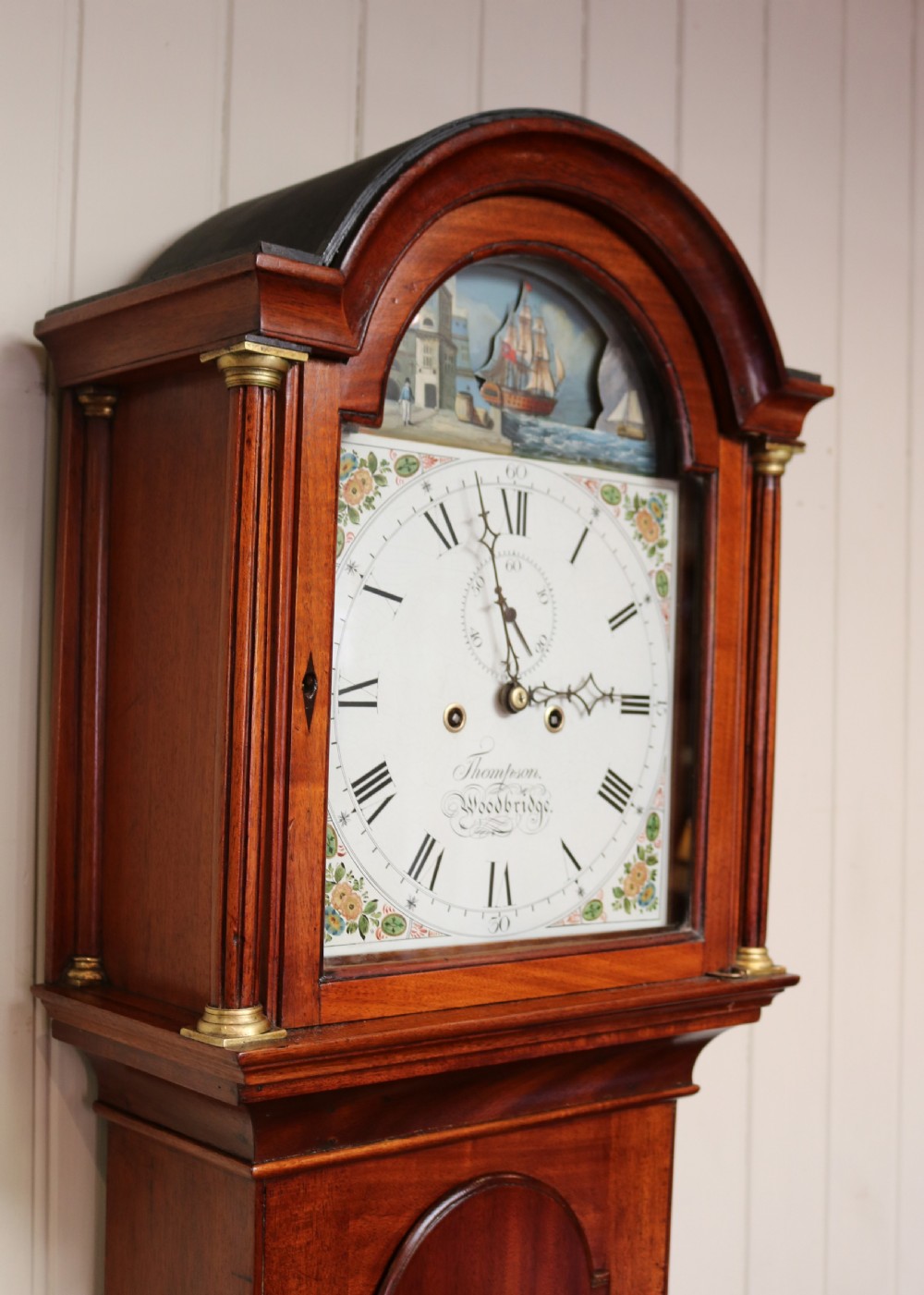 Small Mahogany Longcase Clock With Rocking Ship View III