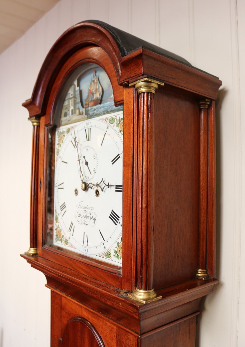 Small Mahogany Longcase Clock With Rocking Ship View IV