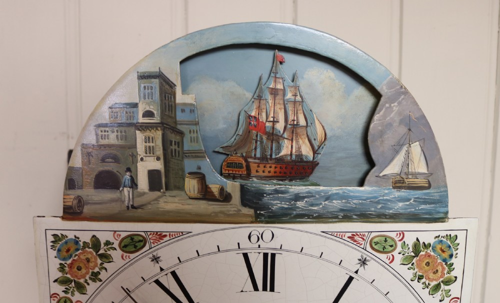 Small Mahogany Longcase Clock With Rocking Ship View VII