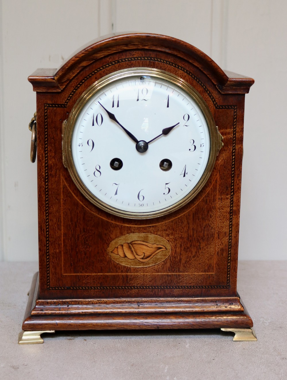Edwardian Mahogany and Inlay Mantel Clock View II