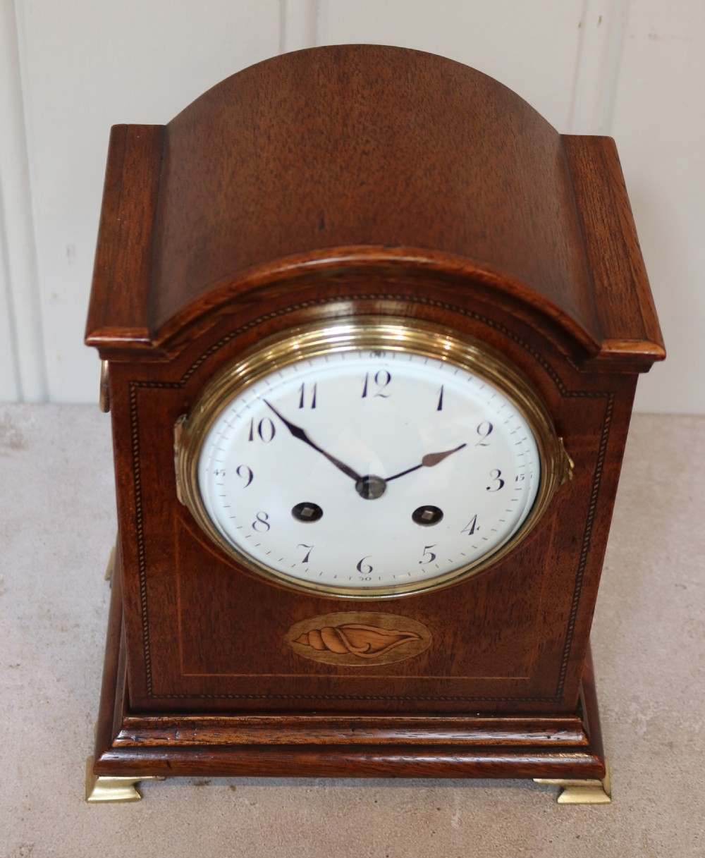 Edwardian Mahogany and Inlay Mantel Clock View IV
