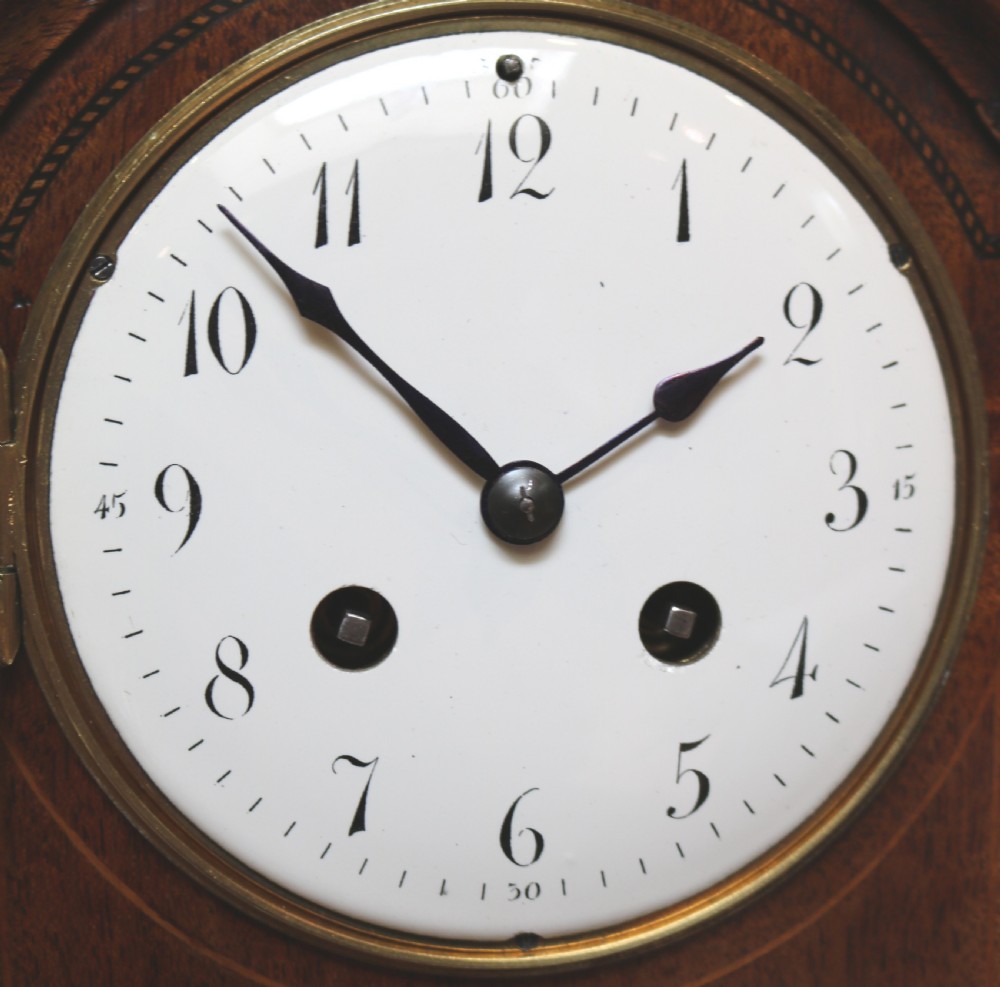 Edwardian Mahogany and Inlay Mantel Clock View V