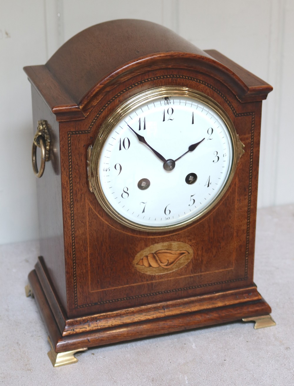 Edwardian Mahogany and Inlay Mantel Clock View X