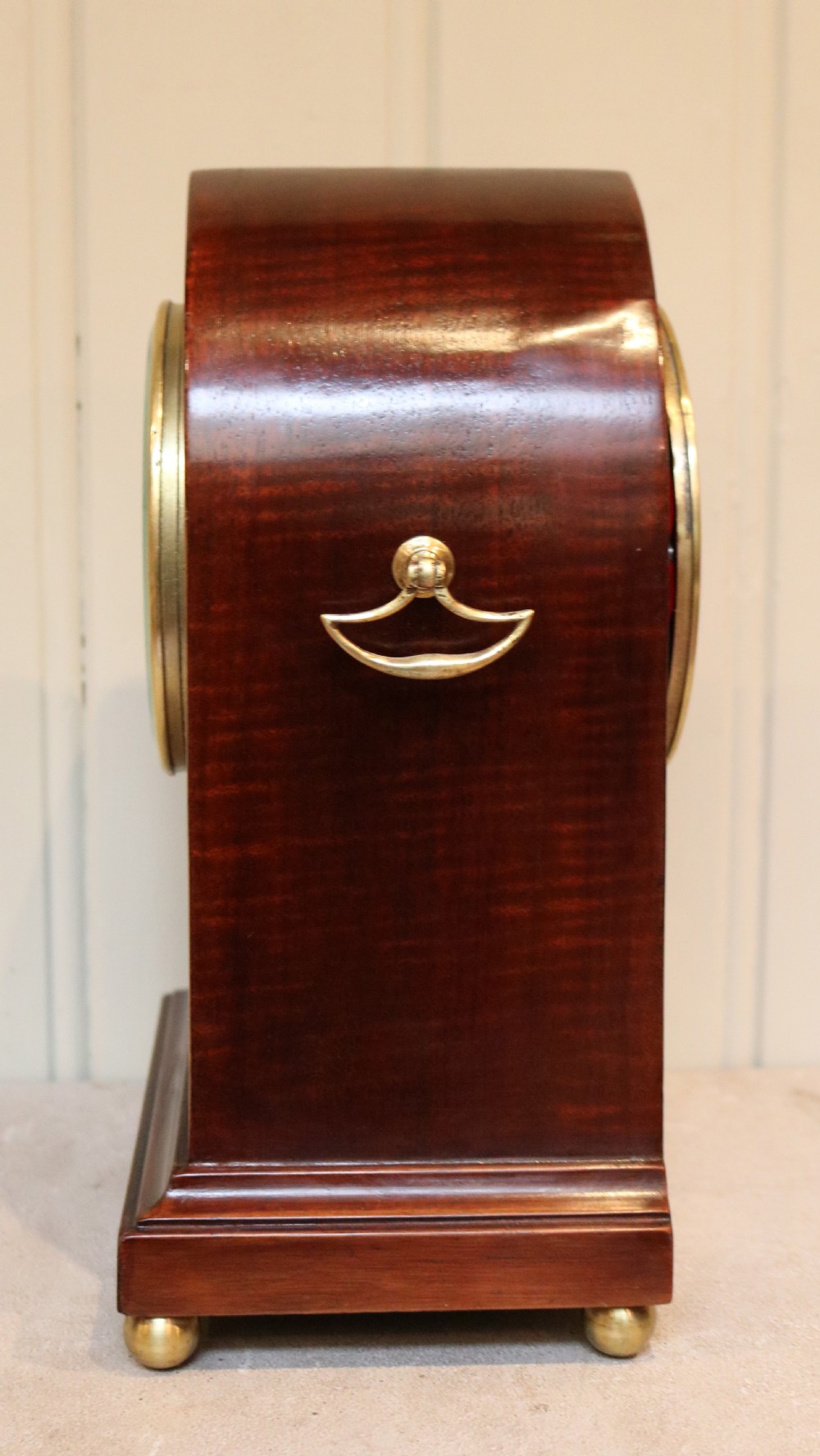 Edwardian Mahogany and Inlay Lancet Top Mantel Clock View V