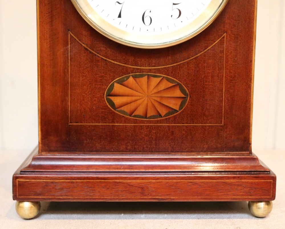 Edwardian Mahogany and Inlay Lancet Top Mantel Clock View VI