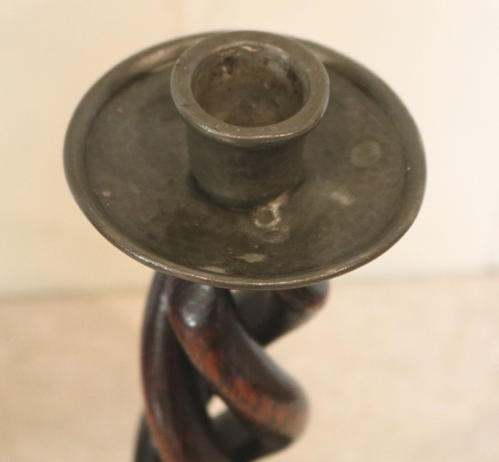 Pair Of Liberty & Co Tudric Pewter And Oak Candlesticks View IV