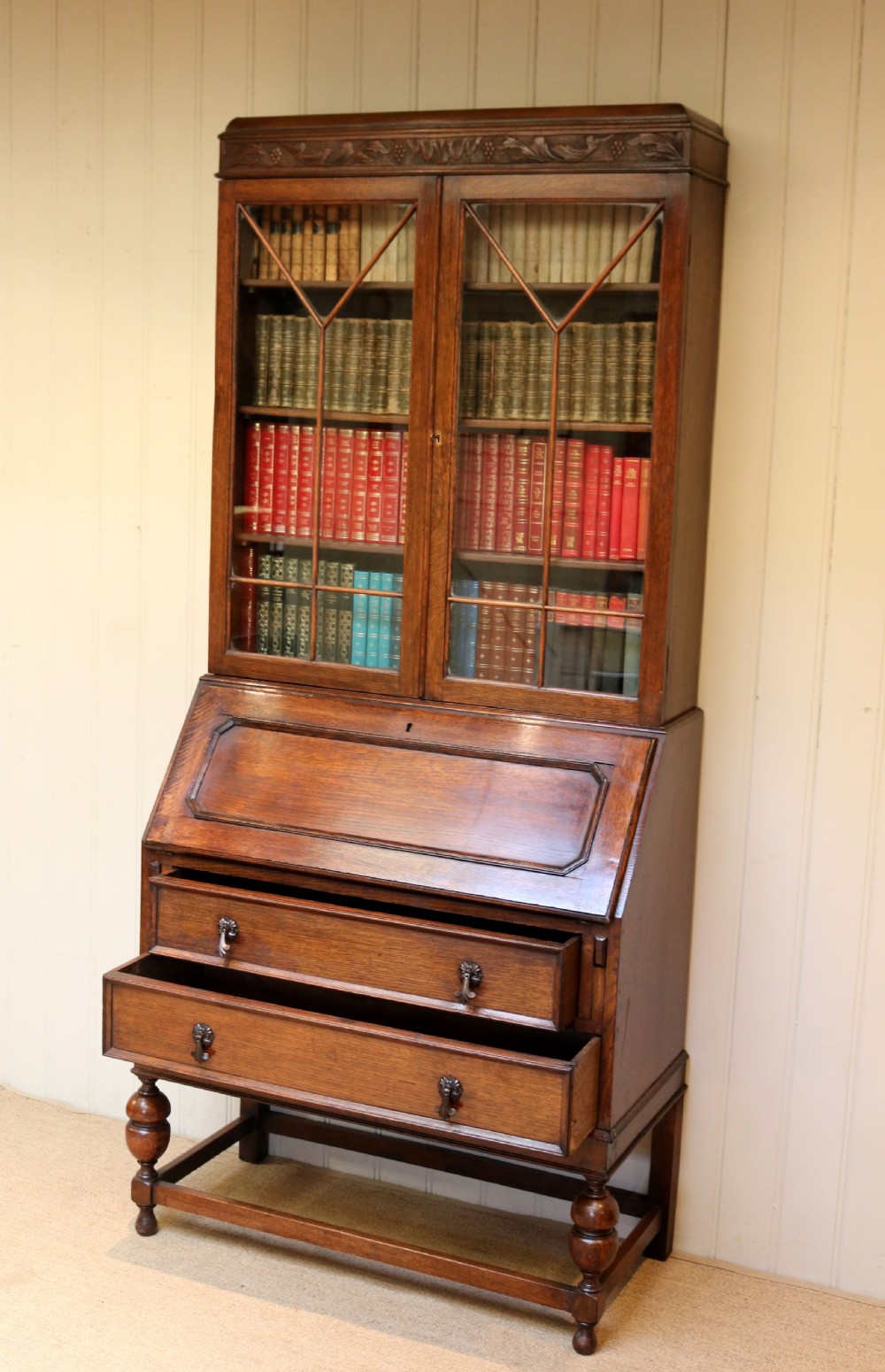 Oak Bureau Bookcase View V
