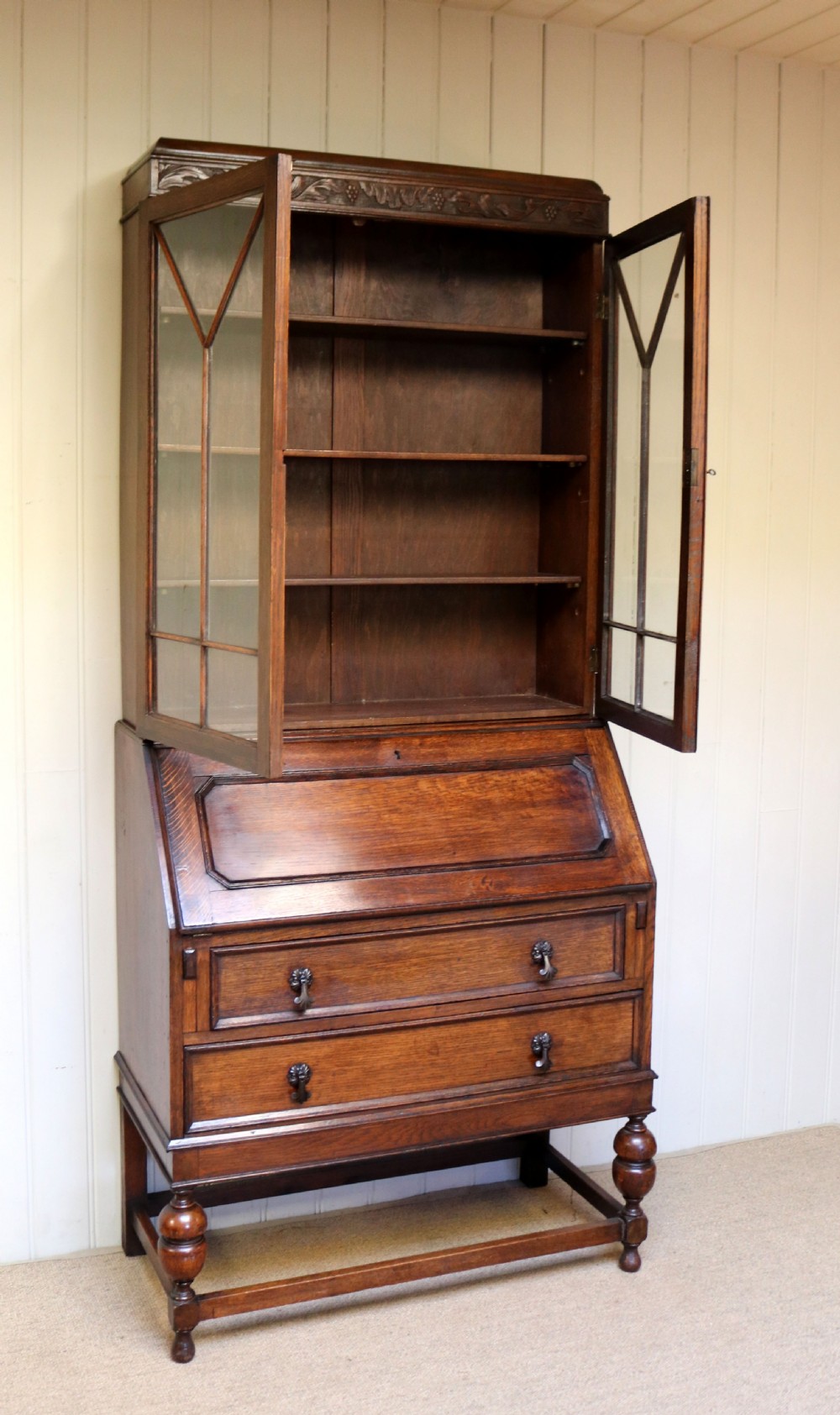 Oak Bureau Bookcase View VI