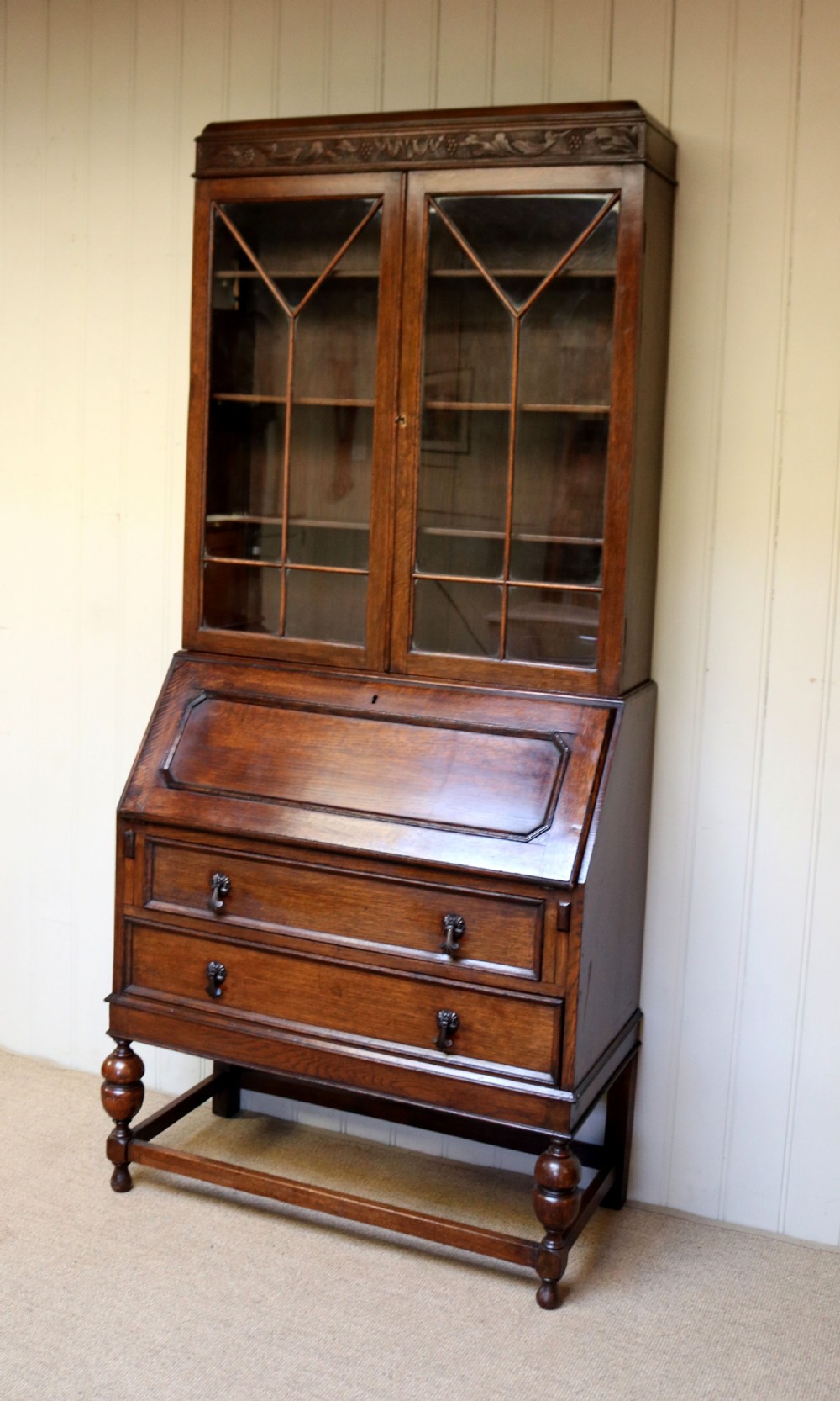 Oak Bureau Bookcase View VII