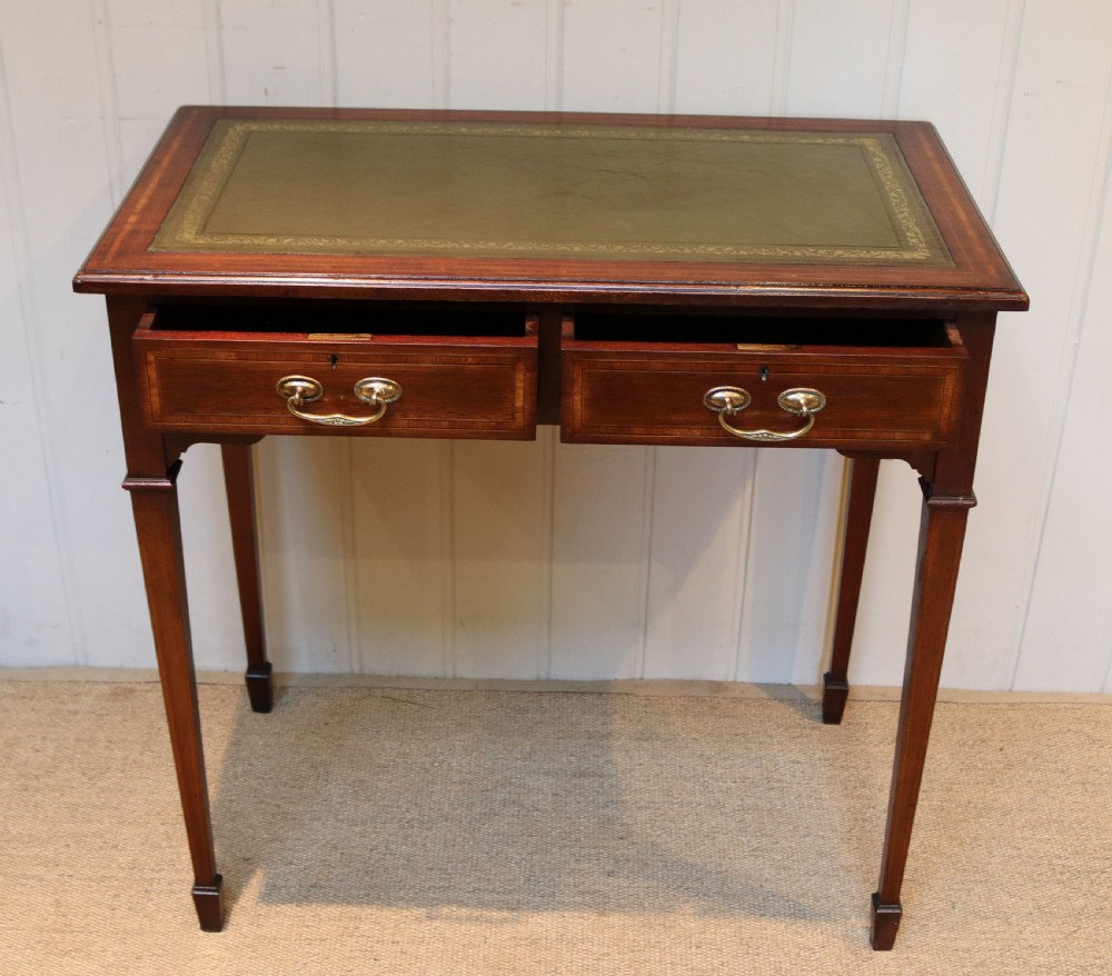 Pretty Edwardian Small Mahogany Writing Table View III