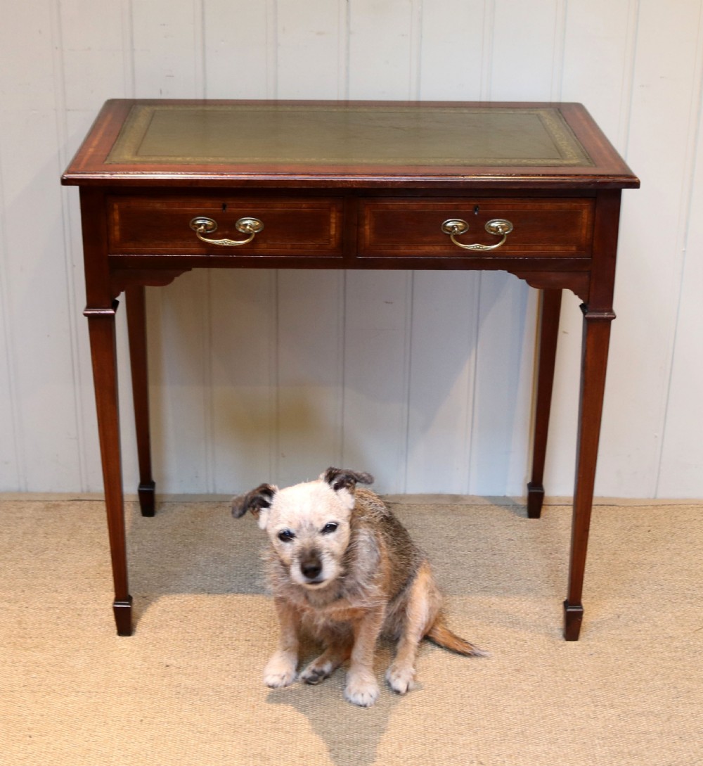 Pretty Edwardian Small Mahogany Writing Table View IV