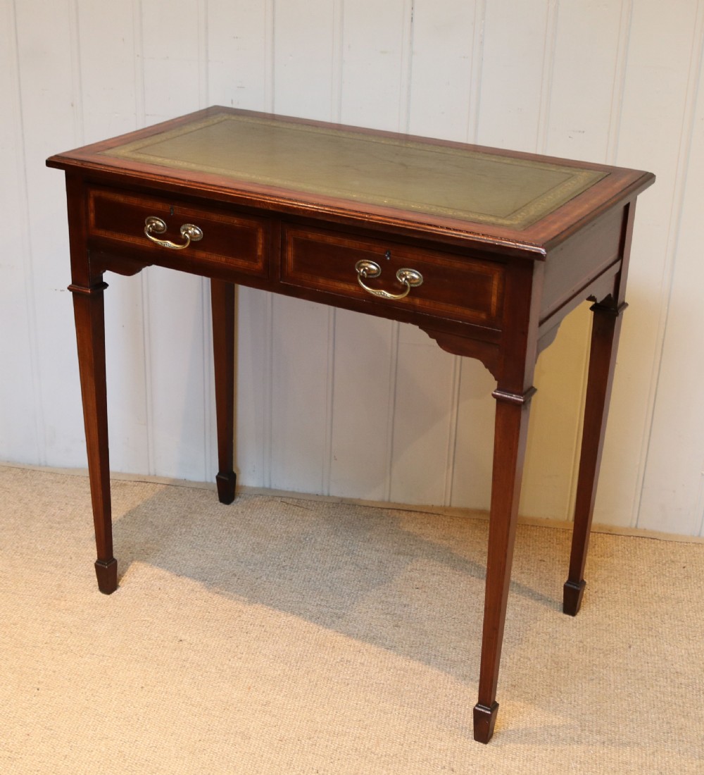 Pretty Edwardian Small Mahogany Writing Table View VI