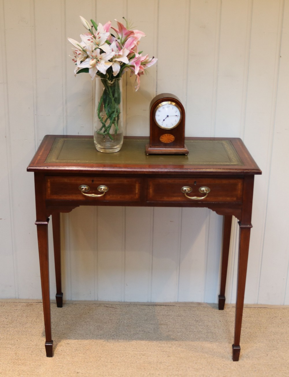 Pretty Edwardian Small Mahogany Writing Table View VII