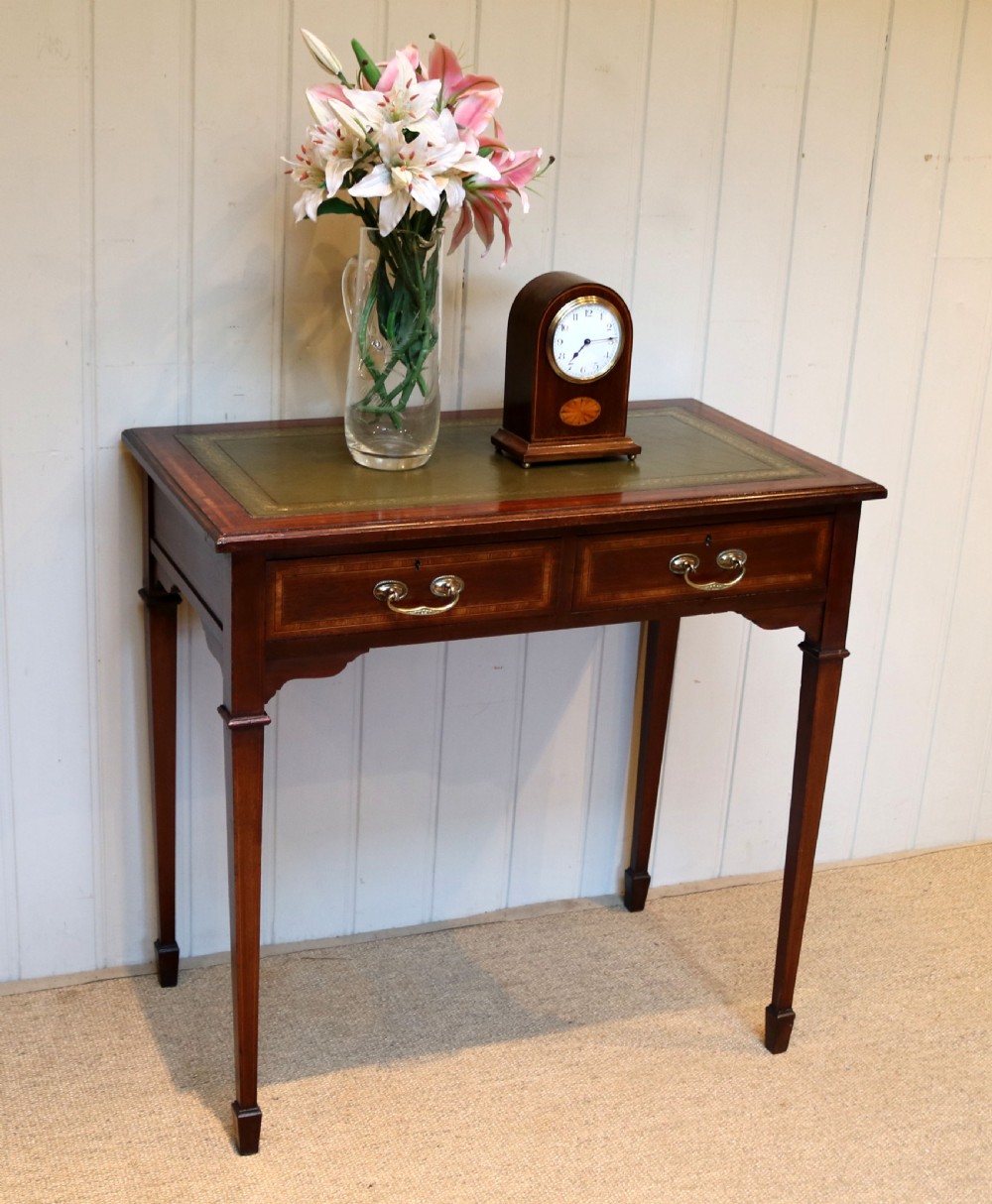 Pretty Edwardian Small Mahogany Writing Table View VIII