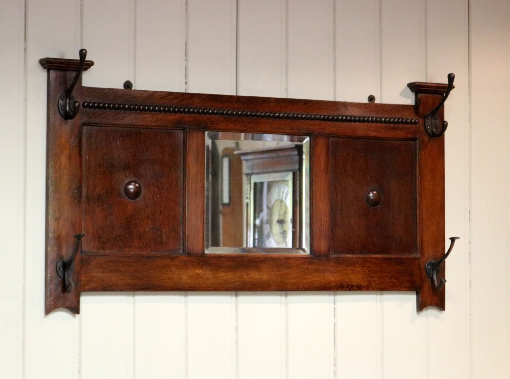  Oak Wall Mirror With Coat Hooks View II