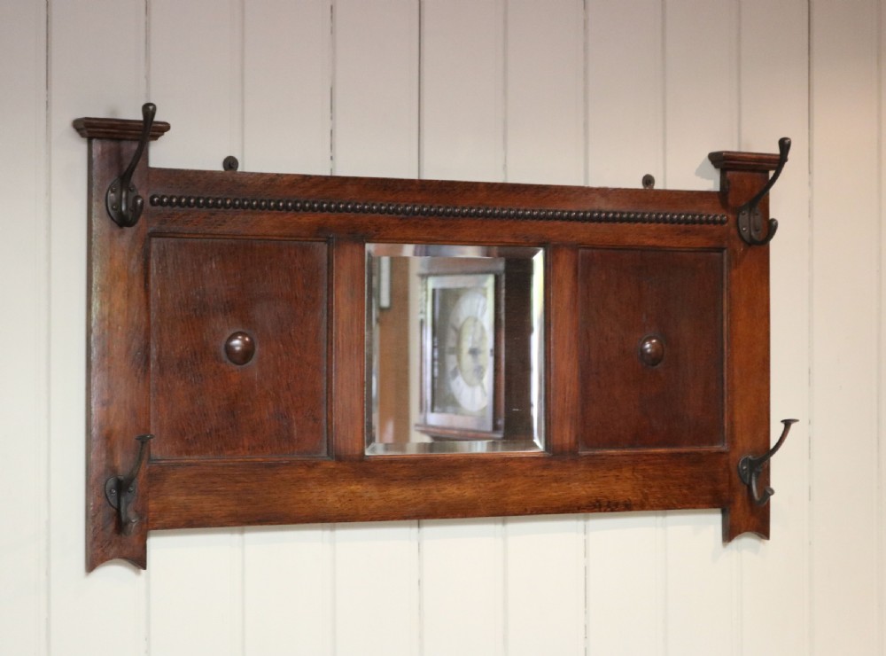  Oak Wall Mirror With Coat Hooks View III