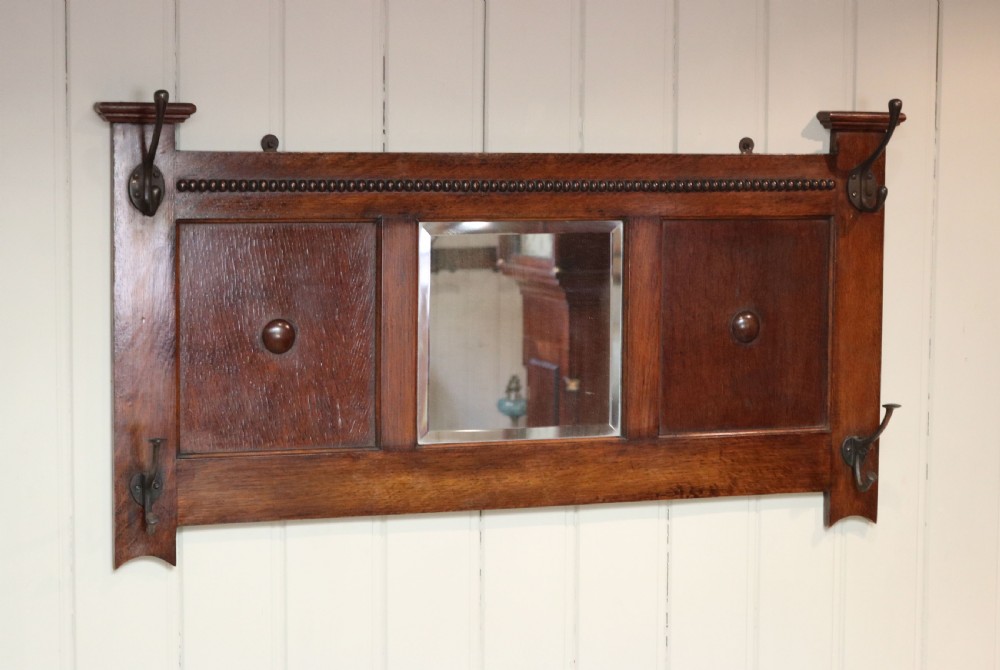  Oak Wall Mirror With Coat Hooks View IV
