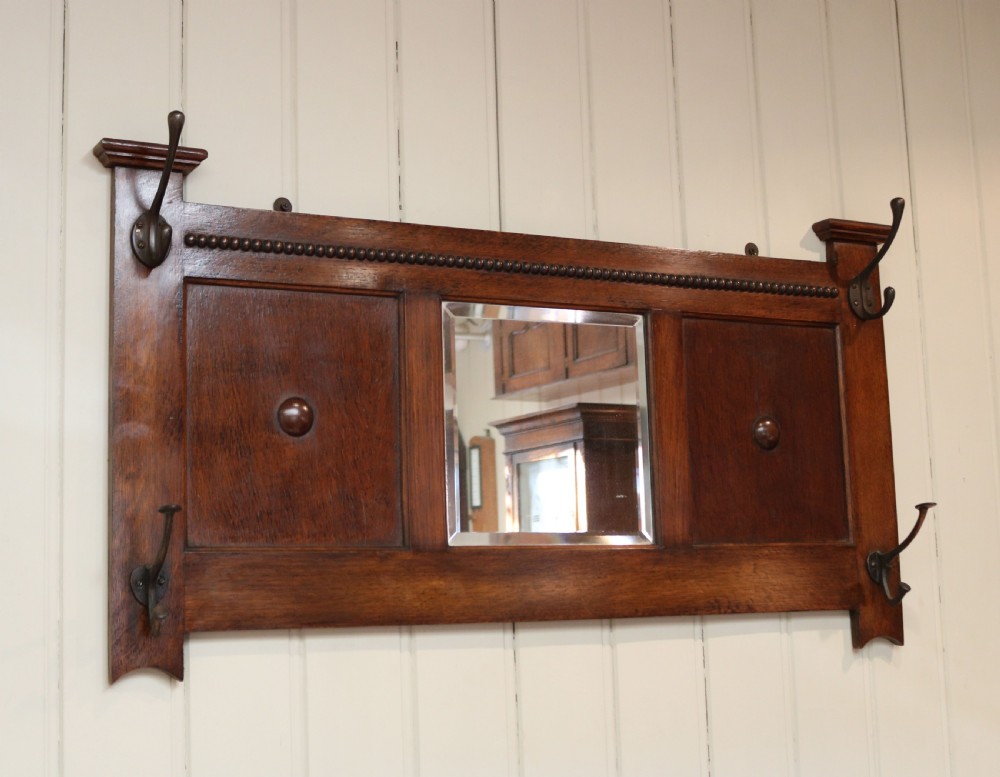  Oak Wall Mirror With Coat Hooks View V