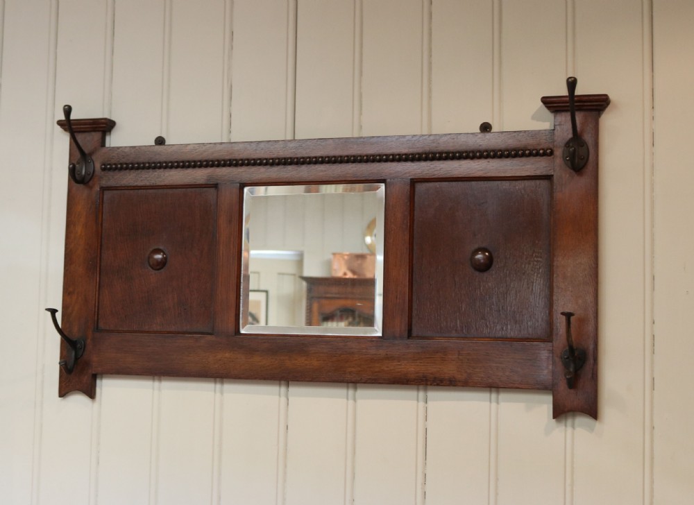  Oak Wall Mirror With Coat Hooks View VI