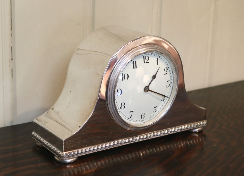 Silver Plated Napoleon Hat Mantel Clock View II