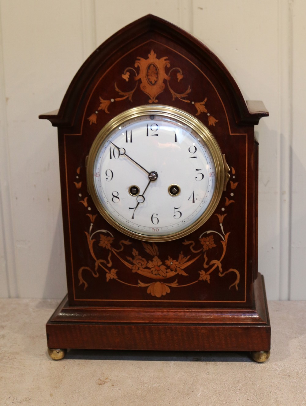 Mahogany and Inlay Mantel Clock