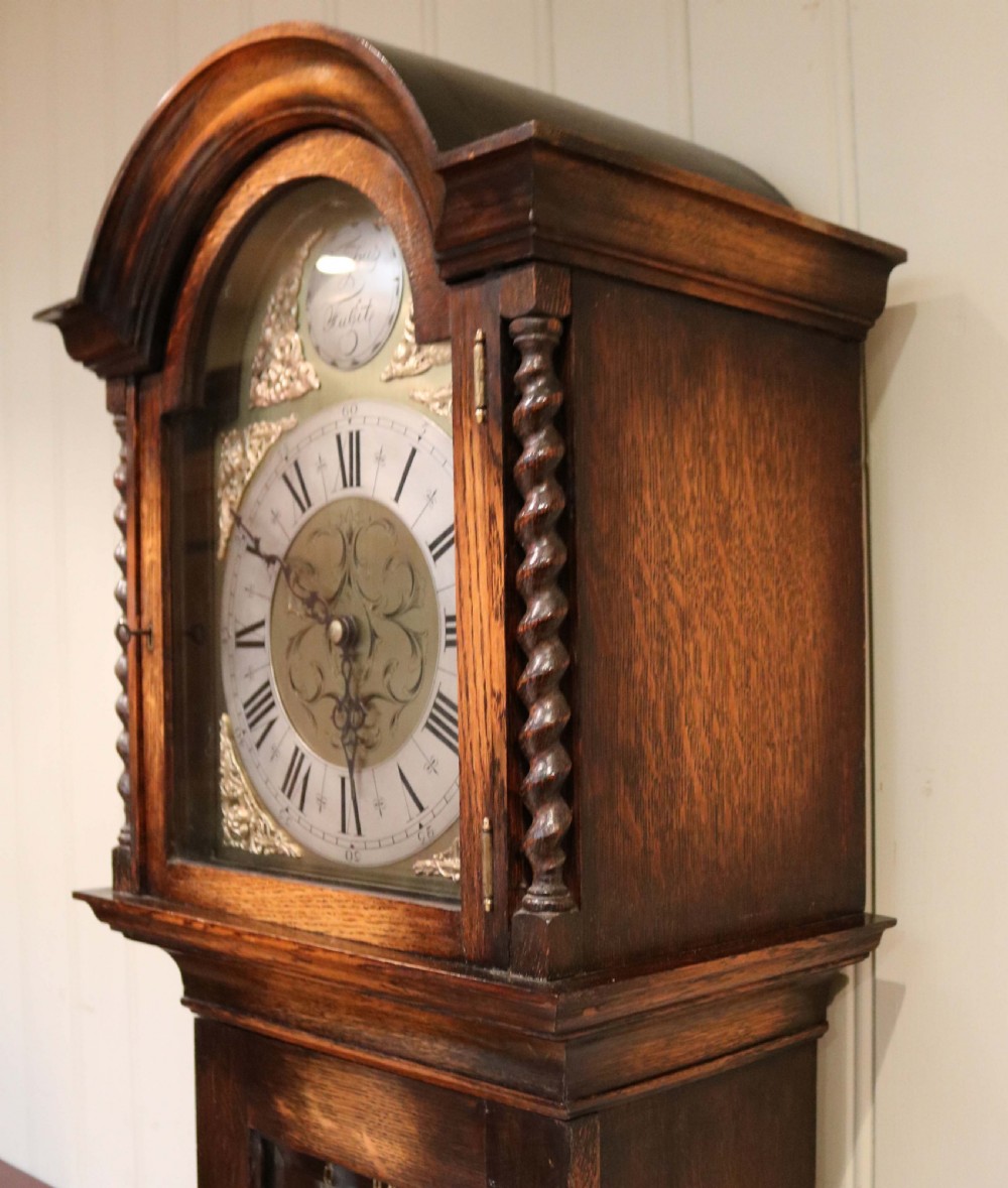 Small Golden Oak Chiming Longcase Clock View V