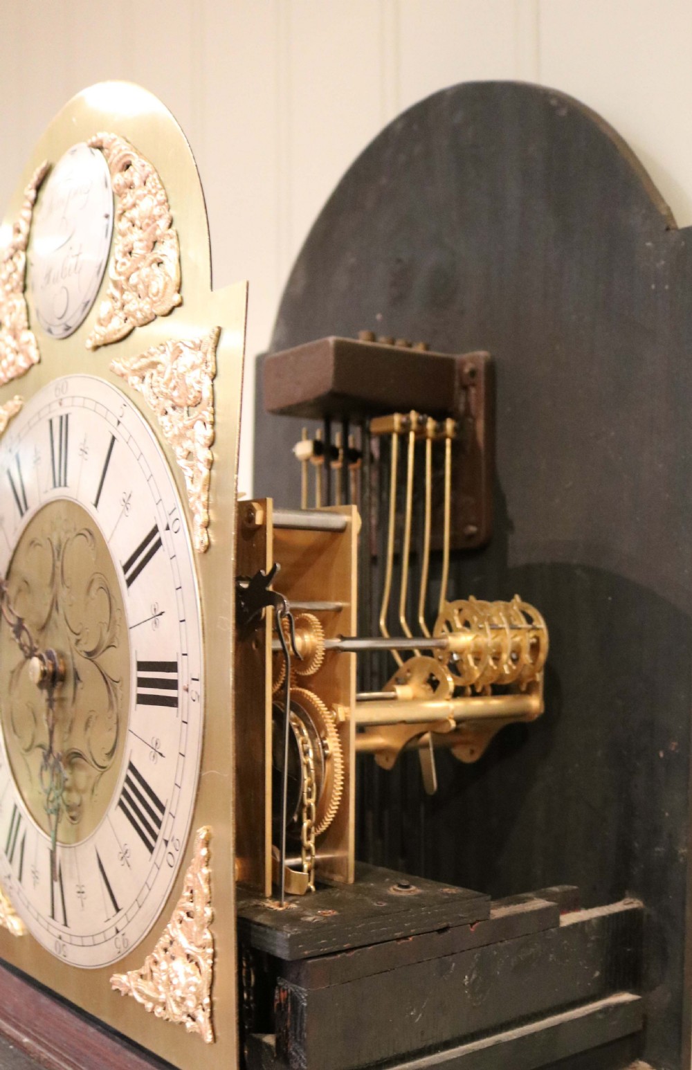 Small Golden Oak Chiming Longcase Clock View XI