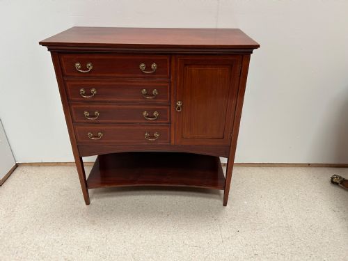 edwardian inlaid mahogany music cabinet - CATEGORY: ANTIQUE CABINETS - DATED VICTORIAN